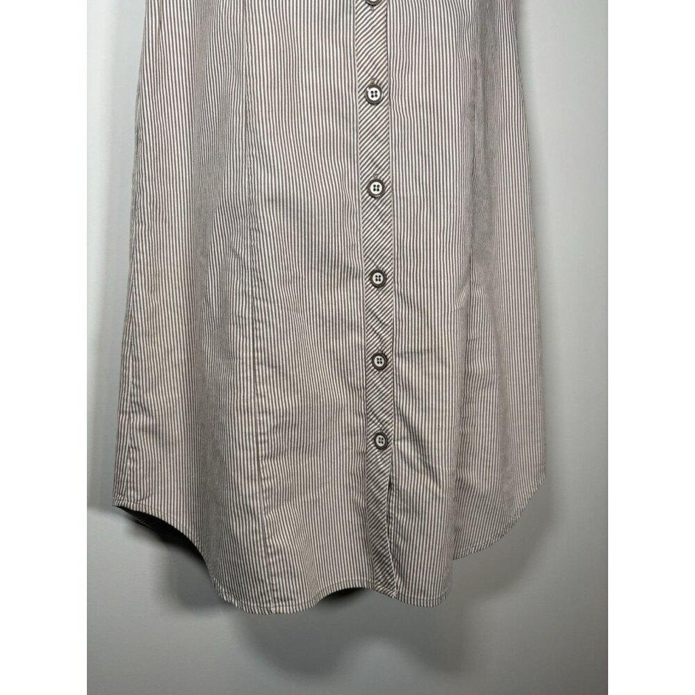 GRACE Stripped Sleeveless Shirtdress Size 6 Brown White Normcore Scandi Preppy - Picture 3 of 8
